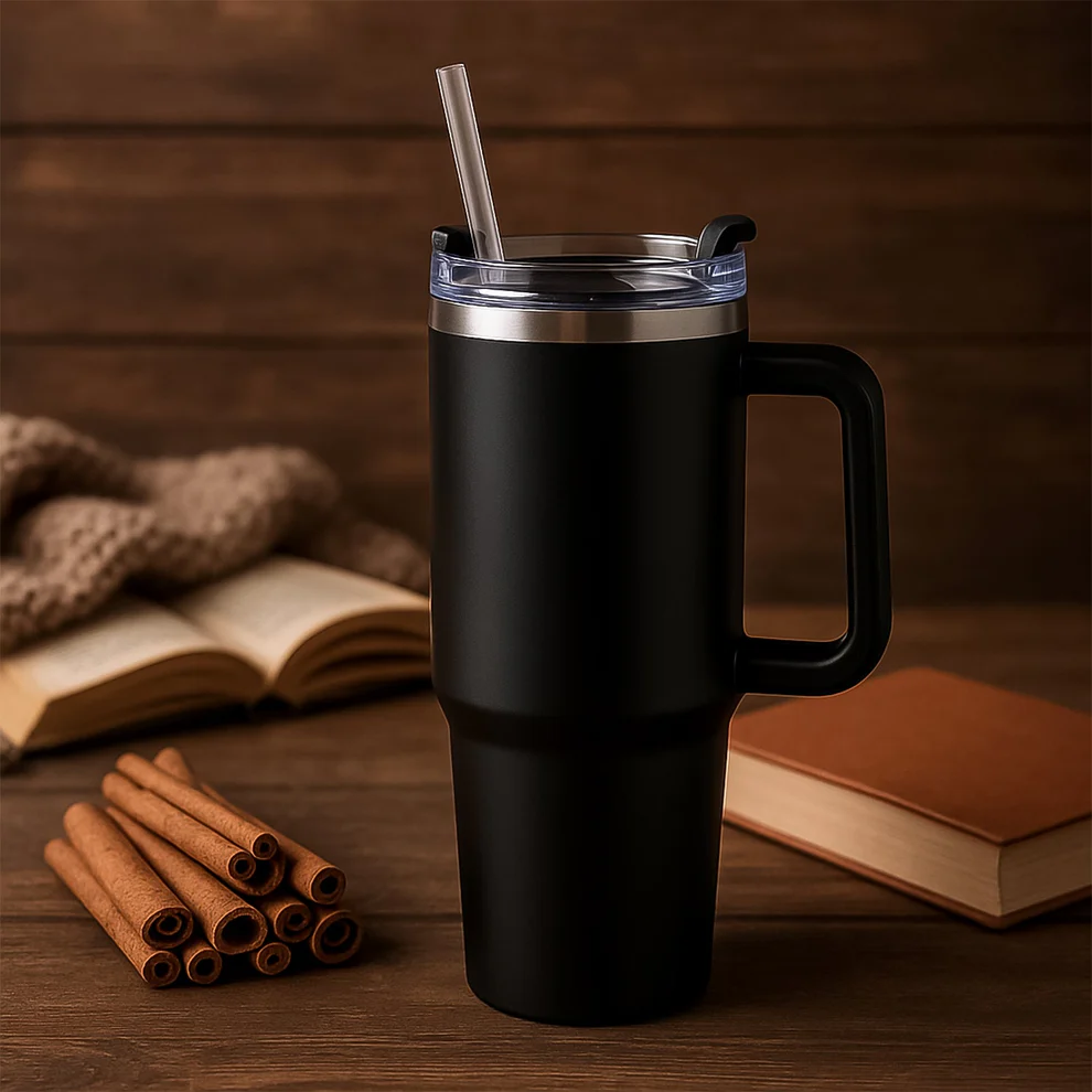 Stainless Steel Vacuum Travel Mug With Straw 1200ml