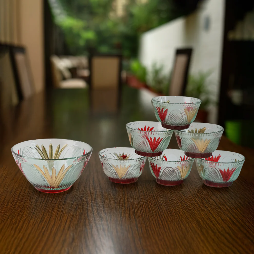 Rose Glass Dessert And Ice Cream Bowl Set