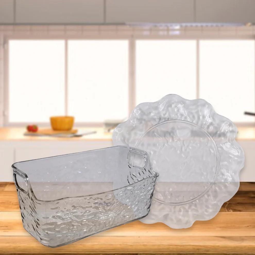 Plastic Flower Design Dinner Plates Set of 10