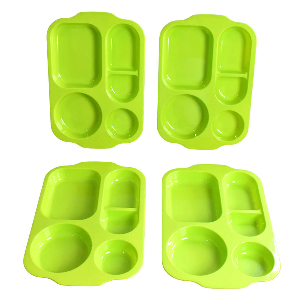 5 Compartment Square Unbreakable Plastic Food Plate