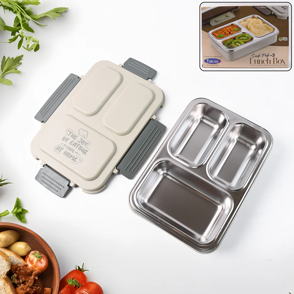3 Compartment Stainless Steel Lunch Box