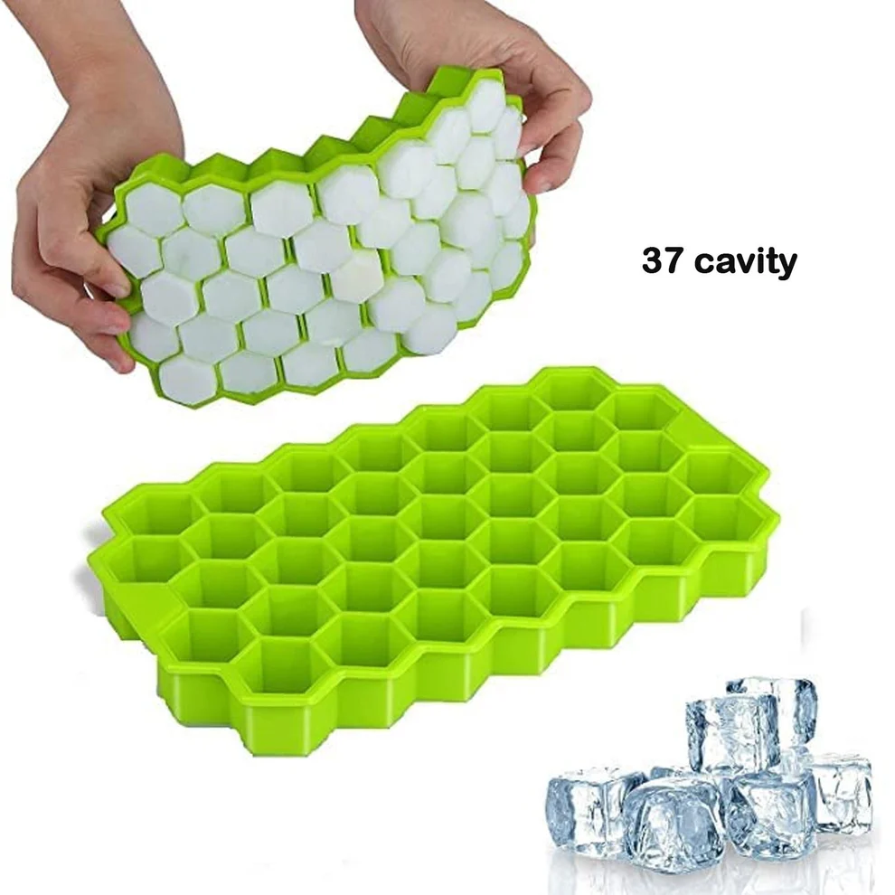 Flexible Silicone Ice Cube Tray with 37 Small Cubes