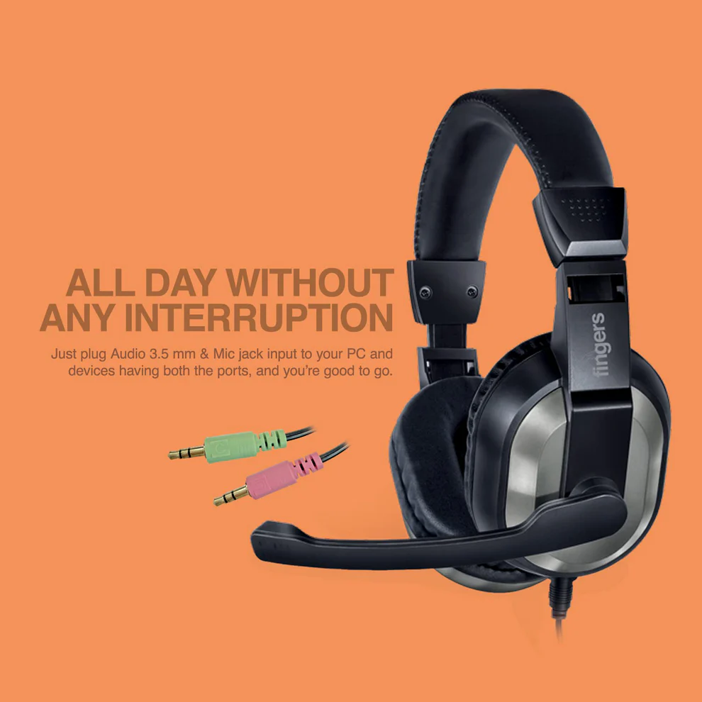 Wired Headset with Adjustable Headband & Noise-Isolating Mic Set