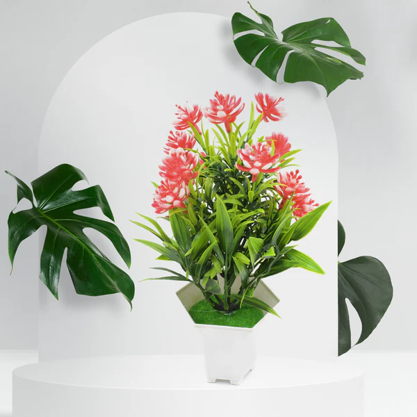 Artificial Flower Plant with Cute Pot for Decor