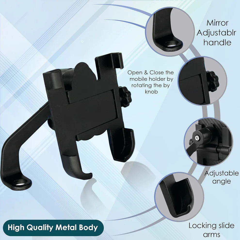 Full Metal Bike Scooty 360 Degree Rotating Mobile Holder