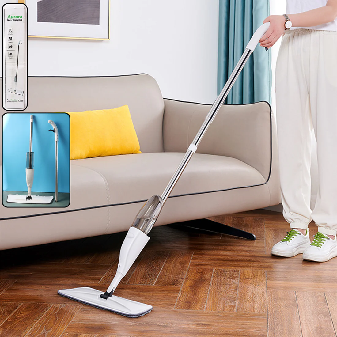Floor Cleaning Spray Mop with Removable...