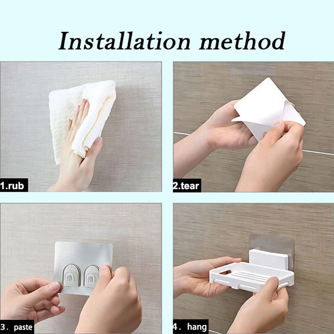 Self Adhesive Plastic Soap Dish with Drain Slots
