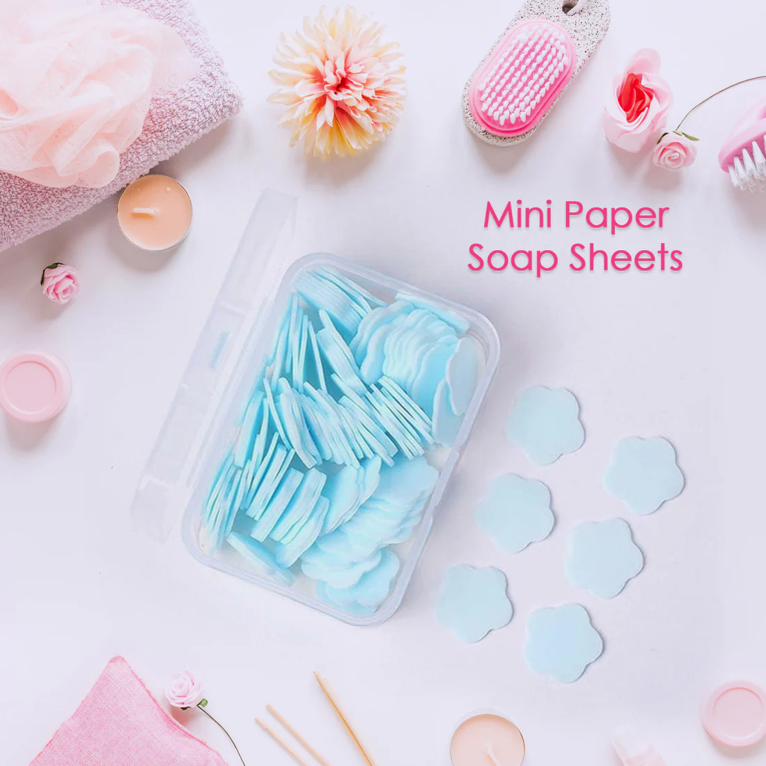Mini Travel Soap Paper Sheets Flower Shape