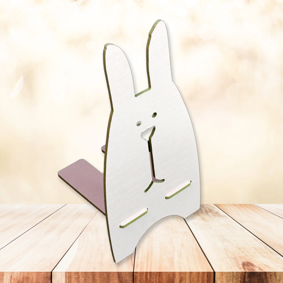 Wooden Cute Rabbit Design Mobile Phone Stand