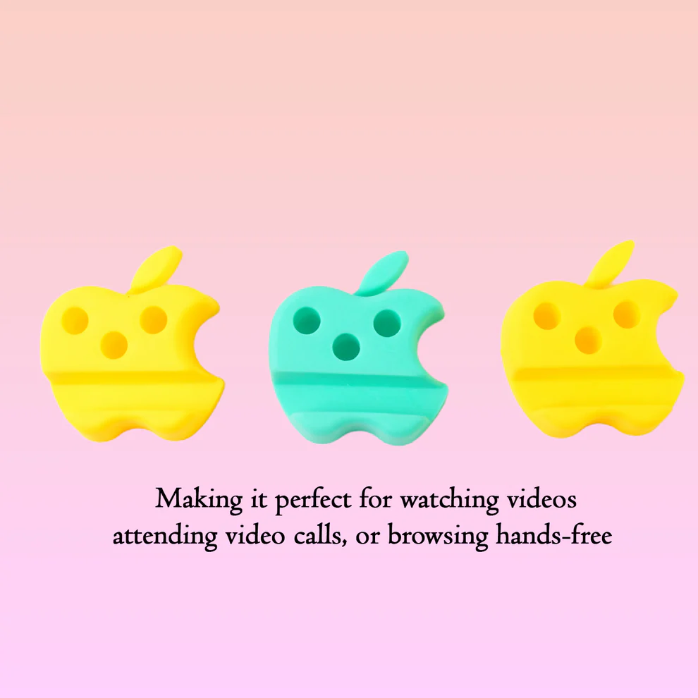 Apple Shape Plastic Mobile Stand with Pen Holder Pack of 3