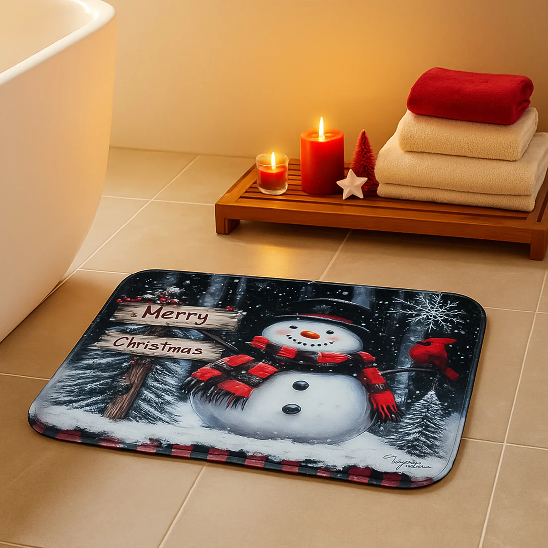 3 in 1 Christmas Theme Bathroom Mat Set
