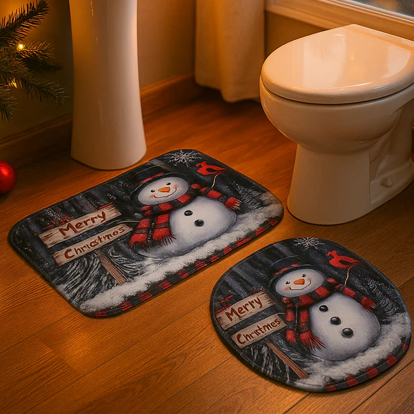 3 in 1 Christmas Theme Bathroom Mat Set