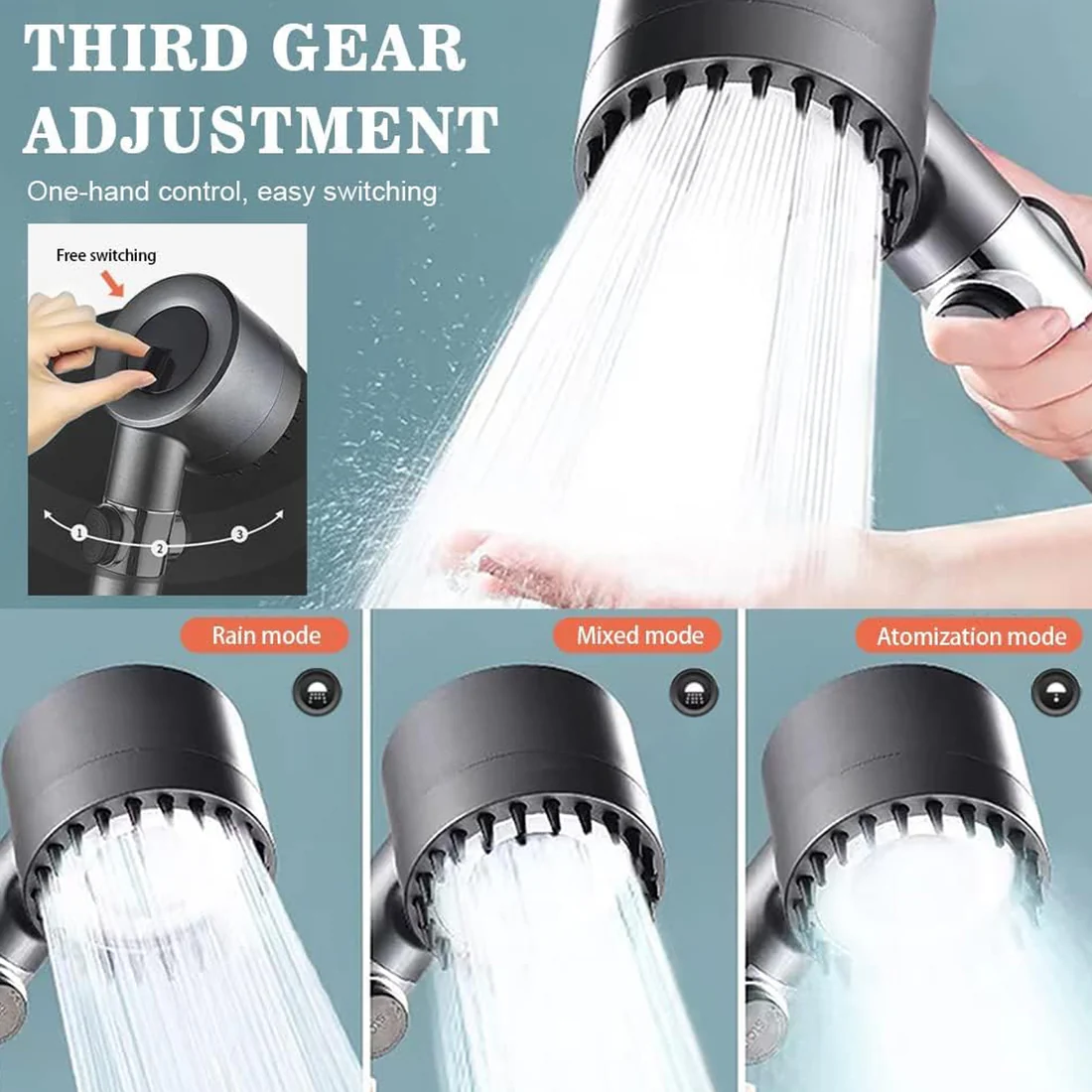 3 Mode Adjustable Shower Head with Filter