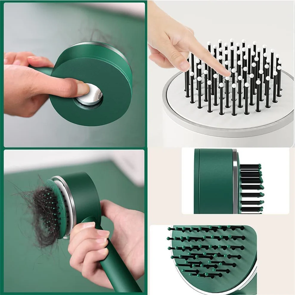 Air Cushion Massage Brush with Long Handle & Self-Cleaning Detangling Comb, Hair accessories
