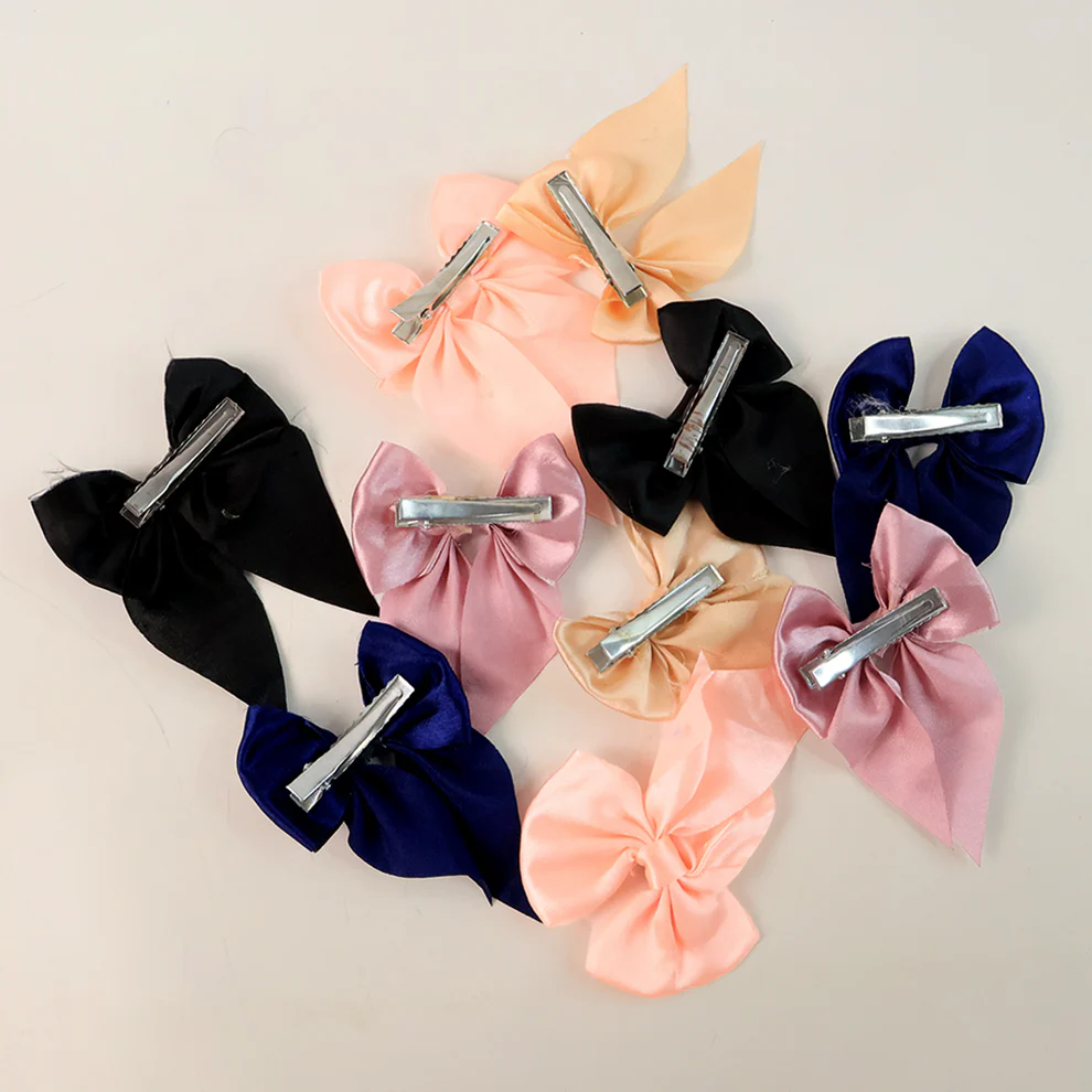 Premium Satin Bow Hair Clip Set for Girls and Women (10 Pc)