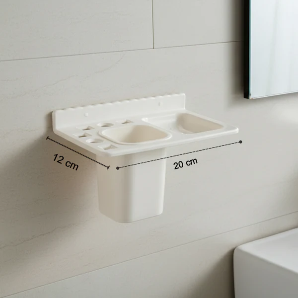 3 in 1 Wall Mounted Toothbrush Soap Holder with Cup