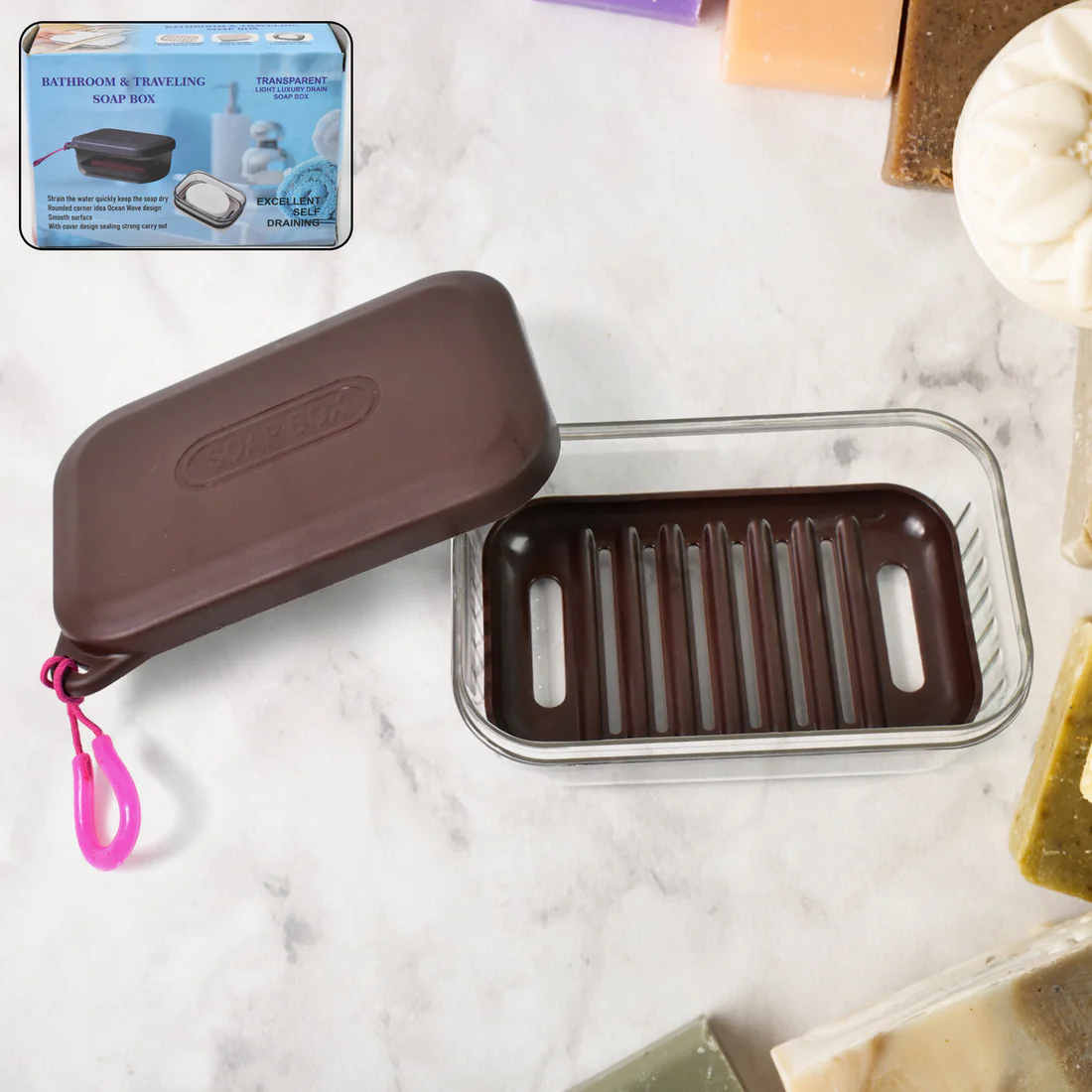 Bathroom Travel Plastic Soap Box with Li...