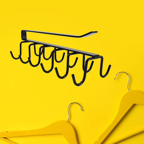 Double Row Metal Cup Holder Rack with 6 Hooks