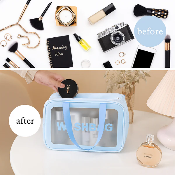 3-IN-1 Waterproof Transparent Travel Toiletry Bag Set