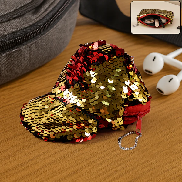 Stylish Sequin Mini Cap-Shaped Coin Purs...