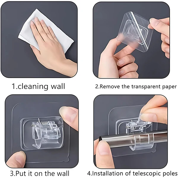 Transparent Self Adhesive Wall Clip with Strong Spring Grip