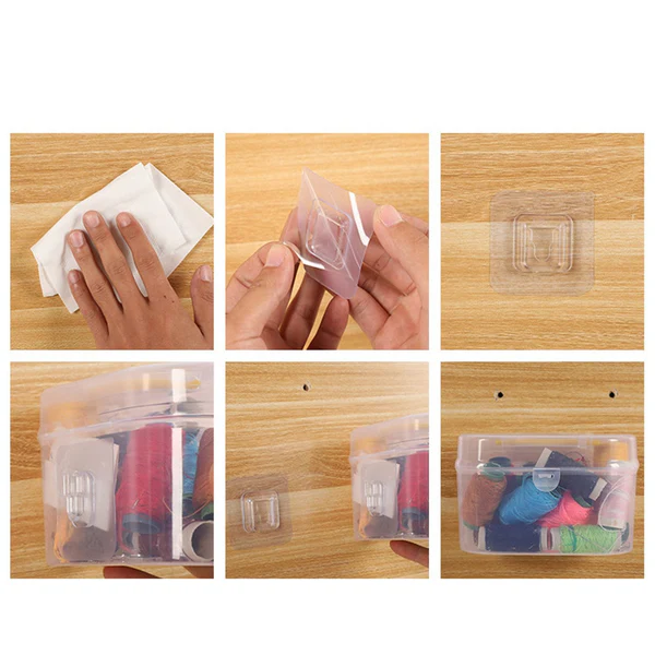 Adhesive Plastic Wall Hooks Heavy Duty One Pair