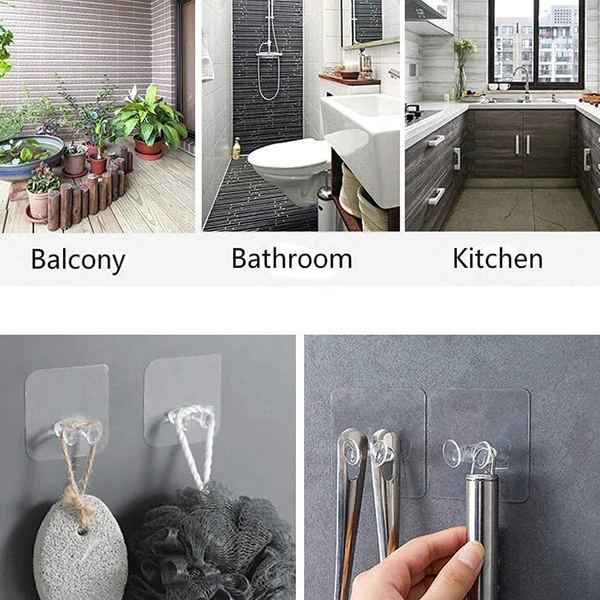 Transparent Self Adhesive Waterproof Wall Hook Drill Free