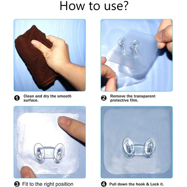 Transparent Self Adhesive Waterproof Wall Hook Drill Free