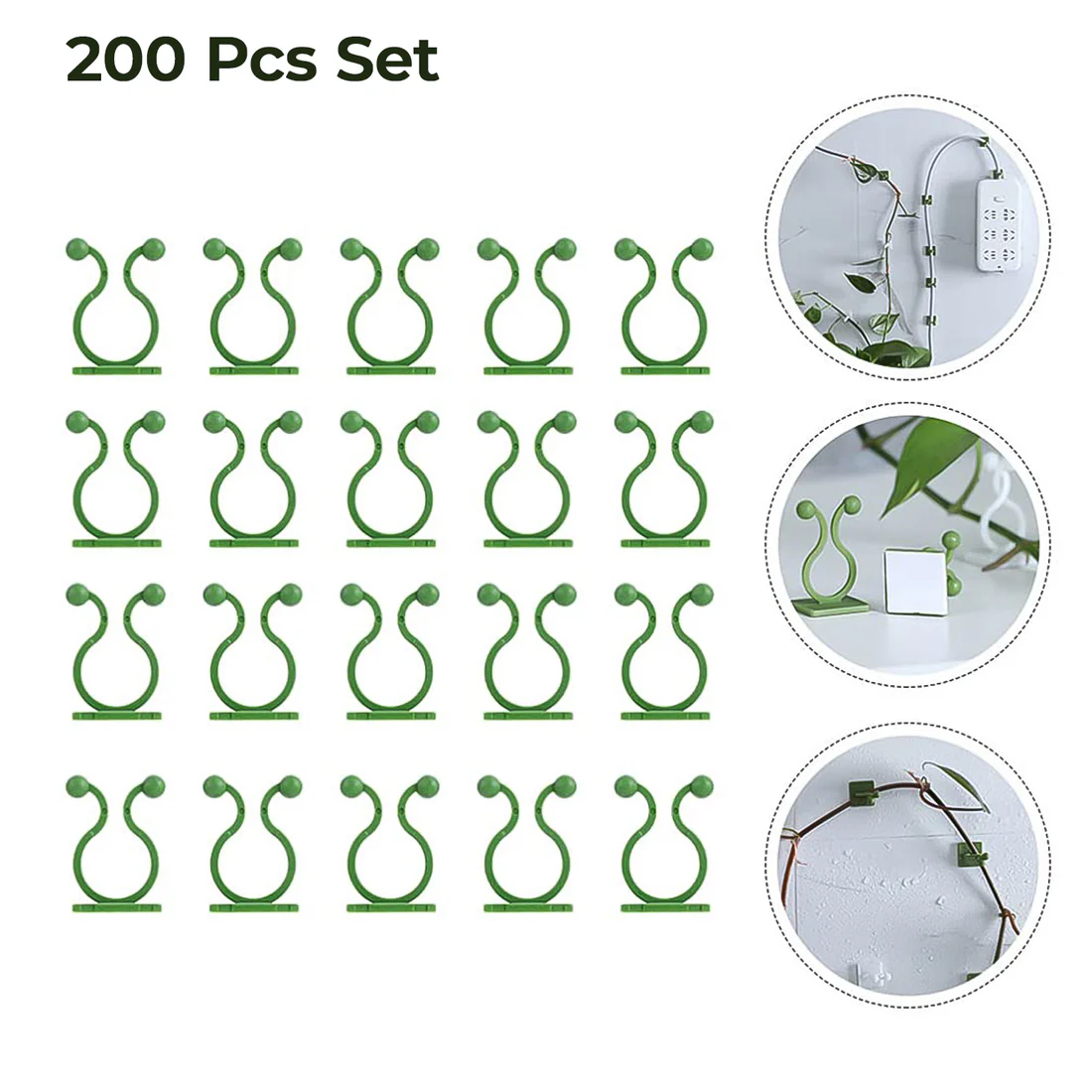 Plant Climbing Wall Fixture Clip Self Adhesive Hook Set 200 Pcs