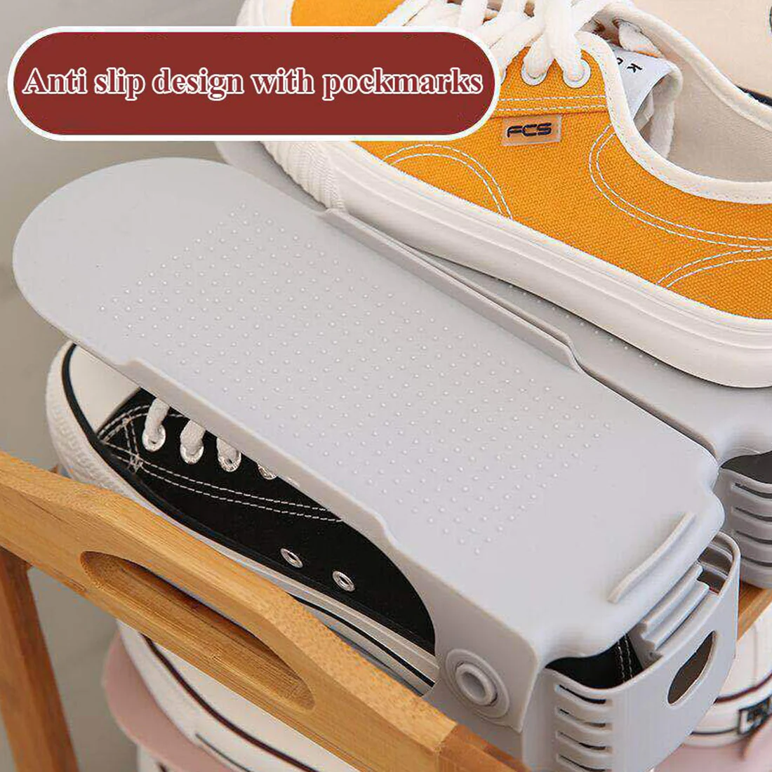 ADJUSTABLE FOLDING SHOE SLOTS ORGANIZER.