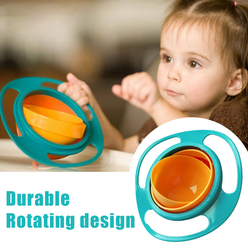 360 degree rotating gyro bowl non spill feeding for toddlers