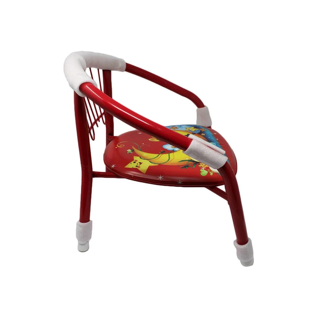Cartoon baby chair with cushion and metal backrest support