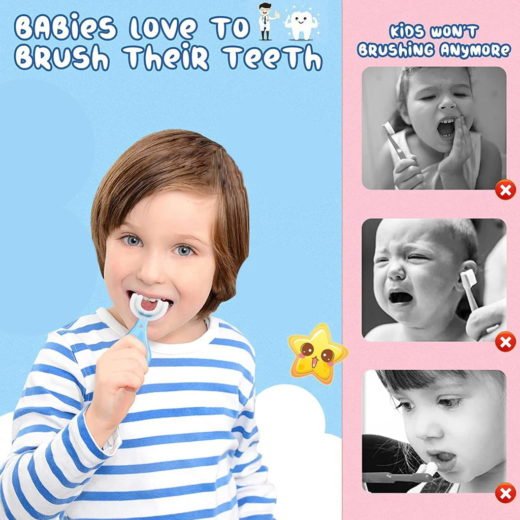 U Shape Silicone Toothbrush for Kids Age 2 to 6
