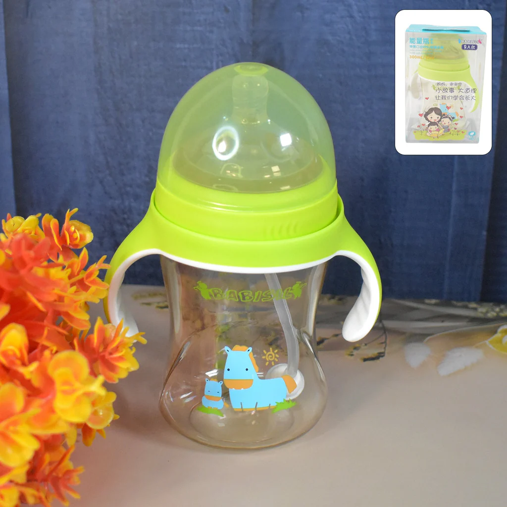 Baby Feeding Bottle with Handles Straw 3...