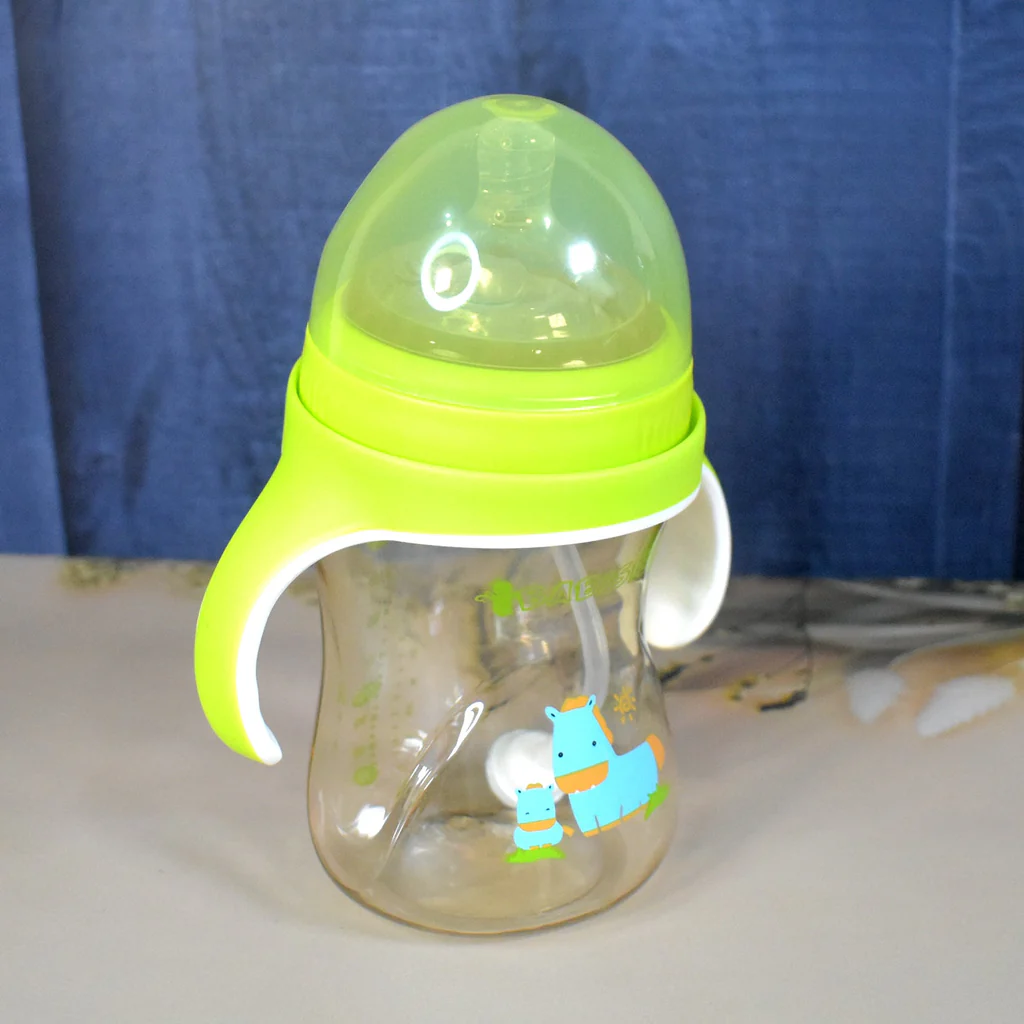 Baby Feeding Bottle with Handles Straw 300 ML