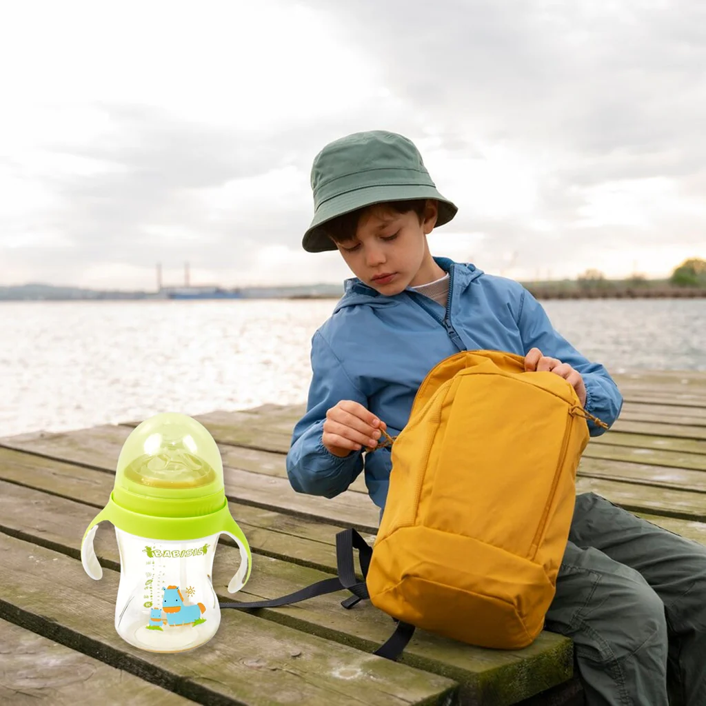 Baby Feeding Bottle with Handles Straw 300 ML