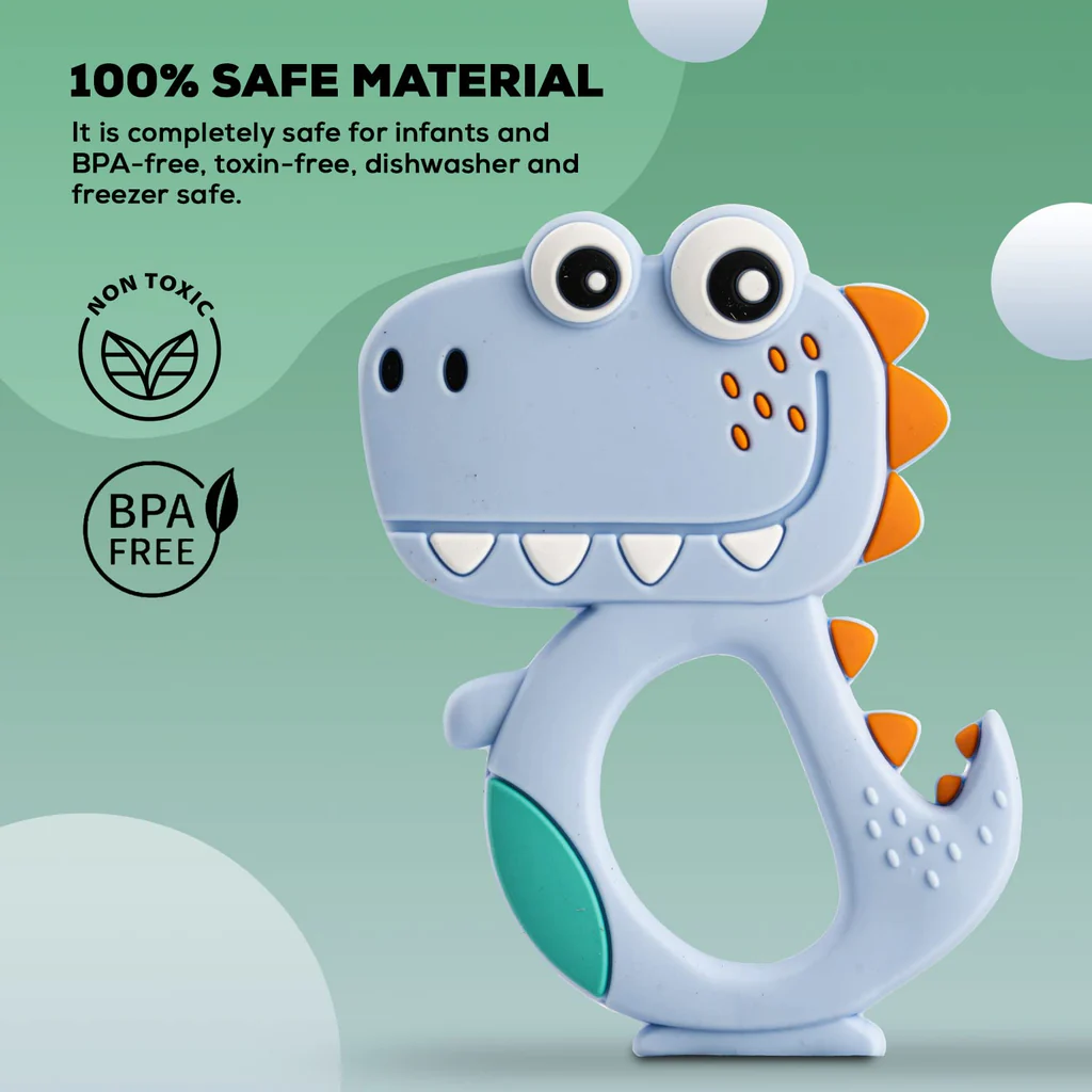 Silicone Dinosaur Baby Teether Safe Soft Chewing Toy