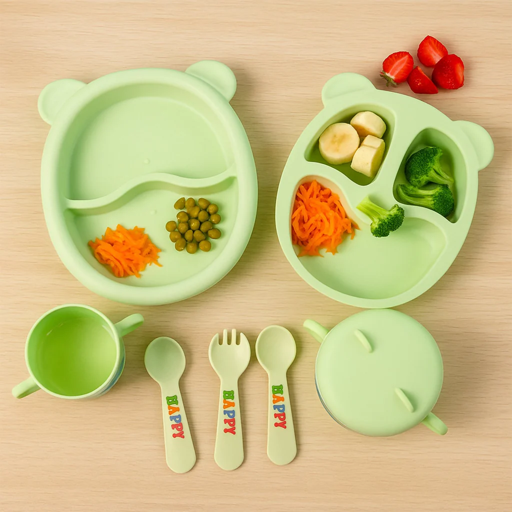 Kids Feeding Dinner Set 8 Piece Complete Mealtime Combo