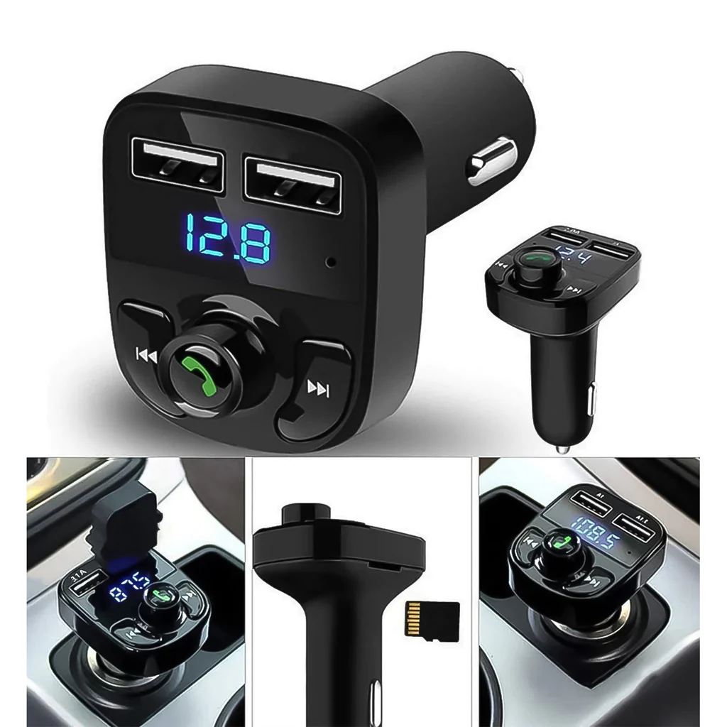 CAR-X8 Bluetooth FM Transmitter Kit with Dual USB Fast Charger