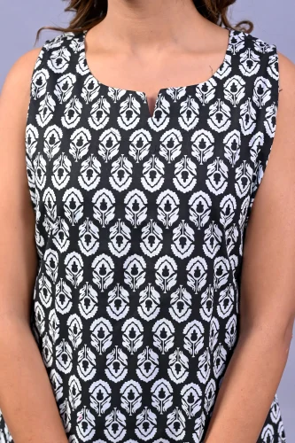 Black Printed Top with Shorts Set for Women Casual Wear