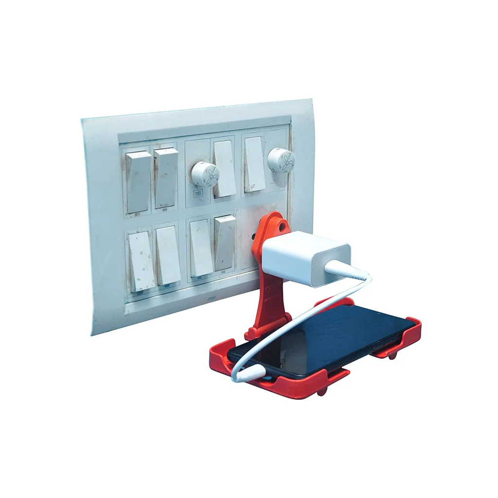 Wall Holder Stand for Mobile Charging Red Colour