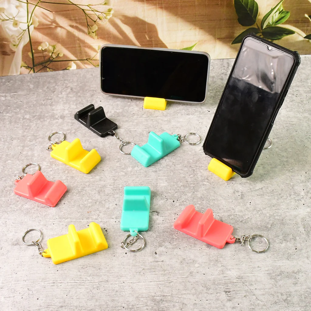 2 in 1 Plastic Mobile Stand Keychain Set of 9
