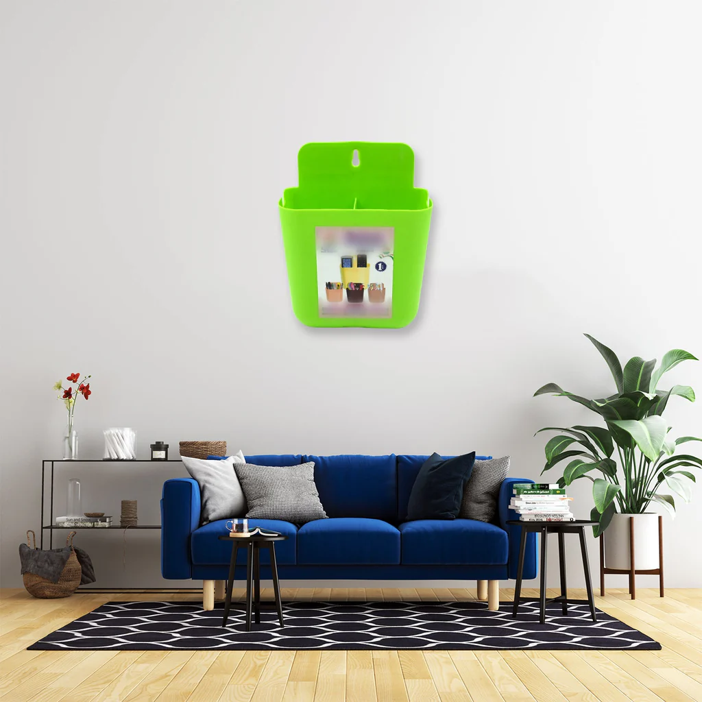 Dual Compartment Wall Holder for Mobile and Makeup Brushes