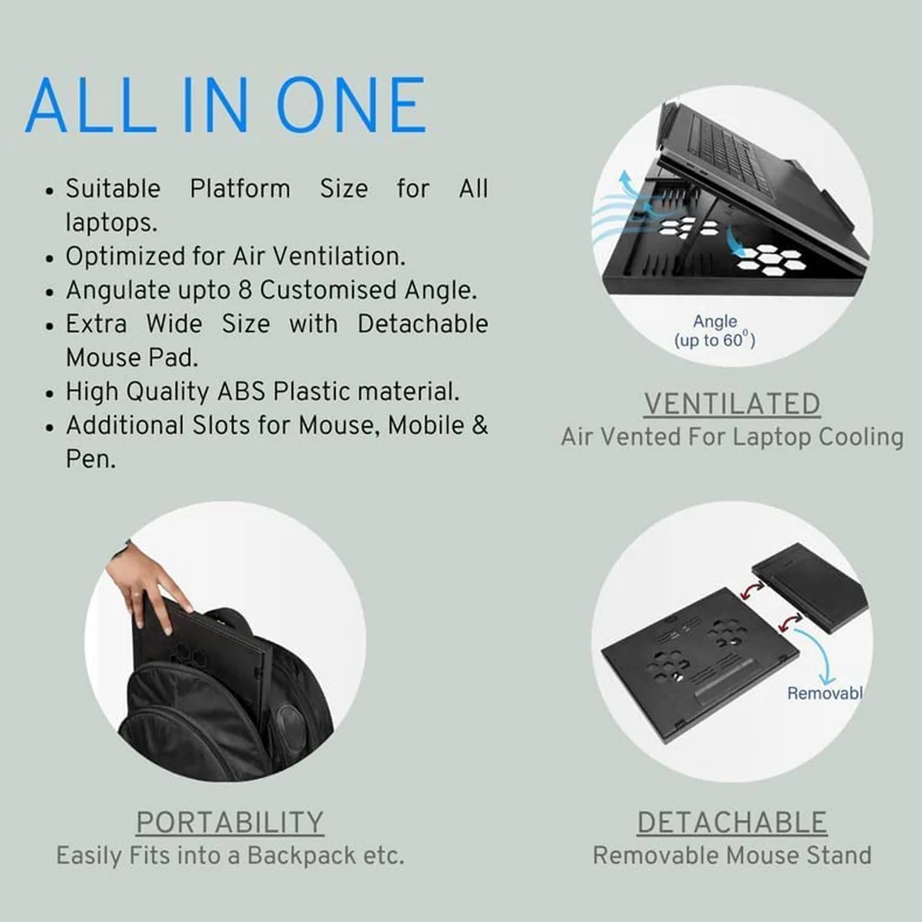 Portable Foldable Laptop Stand with Free Phone Holder