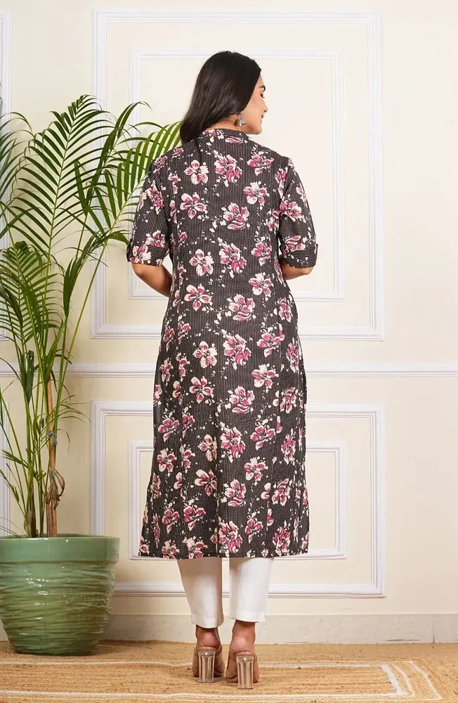 Black Katha Long Kurti