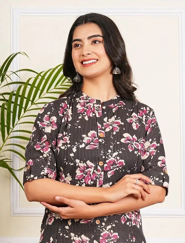 Black Katha Long Kurti