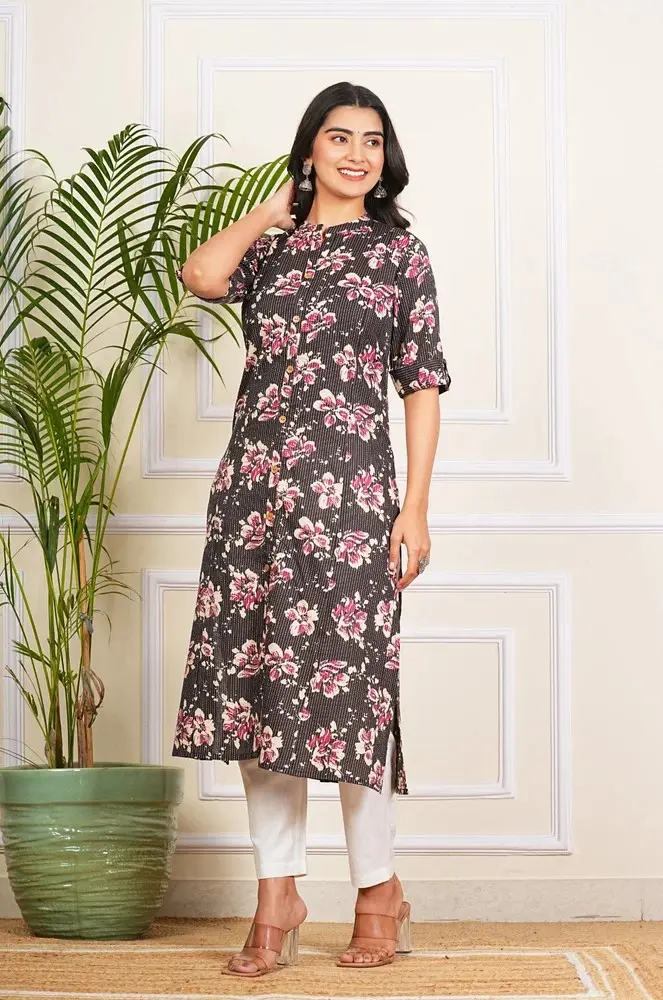 Black Katha Long Kurti