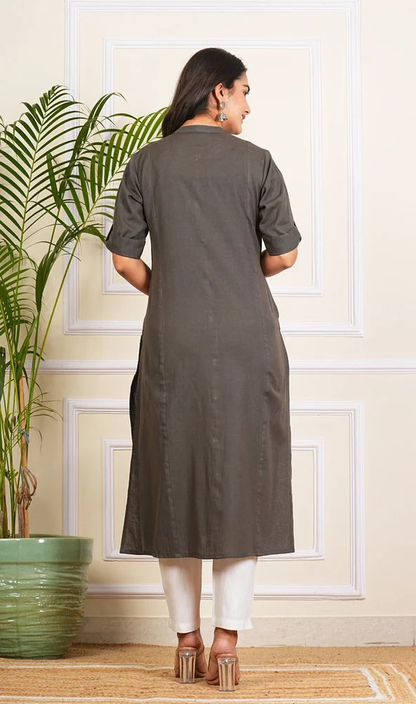 Ladies Blue Cotton Long Kurti