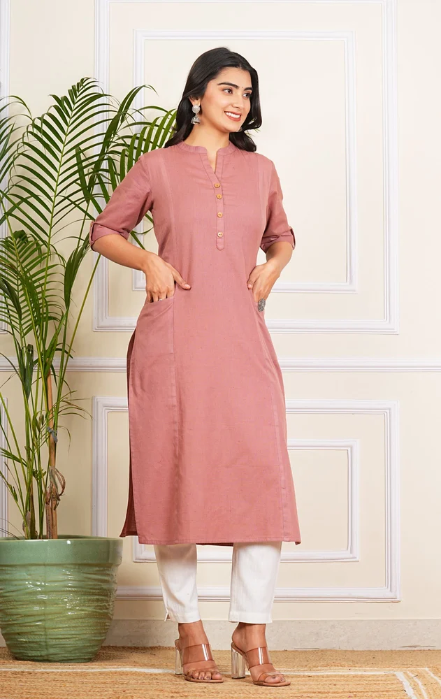 Ladies Blue Cotton Long Kurti