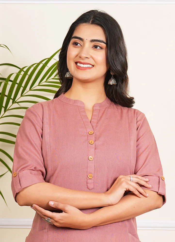 Ladies Blue Cotton Long Kurti